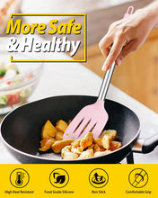 Load image into Gallery viewer, Pack of 2 Silicone Solid Turner, Non Stick Slotted Kitchen Spatulas, High Heat Resistant BPA Free Cooking Utensils, Ideal Cookware for Fish, Eggs, Pancakes(Black)