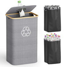 Load image into Gallery viewer, SpaceAid Recycling Bin for Kitchen 26 Gallon, 100L Recycle Bin with Lid and 2 Reusable Inner Bags, for Bottle Can Glass Plastic Stickers, Blue