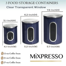 Load image into Gallery viewer, Mixpresso 3 Piece Black Canisters Sets For The Kitchen, Jars With See Window, Airtight Coffee Container Tea Organizer &amp; Sugar Canister, Kitchen Canisters Set of 3 Black Kitchen Décor