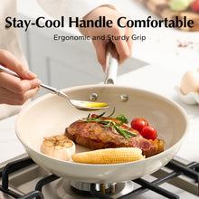 Load image into Gallery viewer, Redchef Nonstick Frying Pans Set, Ceramic Pan Skillet, Non Toxic Pans for Cooking, 8&quot; 9.5&quot; 11&quot; Ceramic Frying Pan Set PFAS &amp; PTFE &amp; PFOA Free with Stay Cool Handle, Dishwasher &amp; Oven Safe, Beige White
