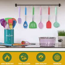 Load image into Gallery viewer, Silicone Cooking Utensil Set, Umite Chef 15pcs Silicone Cooking Kitchen Utensils Set, Non-stick - Best Kitchen Cookware with Stainless Steel Handle - Black