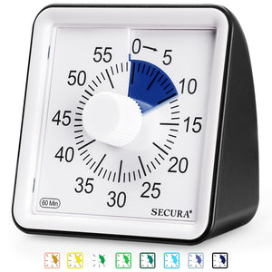 Secura 60-Minute Visual Timer, Classroom Timer, Countdown Timer for Kids and Adults, Time Management Tool for Teaching (Blue & Blue)