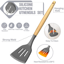 Load image into Gallery viewer, Umite Chef Silicone Kitchen Utensil Set, 34PCS Heat Resistant Kitchen Gadgets and Tools With Grater, Wood Handles for Nonstick Cookware