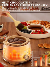 Load image into Gallery viewer, Chocolate Melting Pot Candy Melts Melter with 2 Insert Pots and Spatula, 4 Cups Capacity Warmer Machine, Ideal Dipping Tool Kitchen Supplies for Making Cake Pop Covered Strawberries Fondue