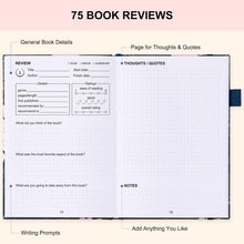 Load image into Gallery viewer, Comkiso Reading Journal for Book Lovers - 75 Book Journal Reading Log for Book Tracking, A5 Linen Book Review Journal with TBR Tracker List, Ratings, Challenges, Prompts, and Index - Peony