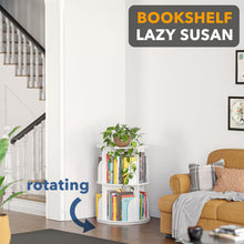 Load image into Gallery viewer, SpaceAid 4 Tier Rotating Bookshelf Tower, Spinning Bookcase Lazy Susan, Revolving 360 Book Shelf Storage Round Carousel, Vertical Rotate Turning Spiral Corner Organizer, White
