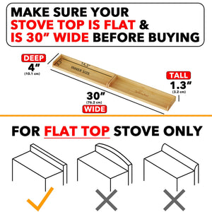 SpaceAid 30" Wide Kitchen Shelf Organizer for Stove, Magnetic Bamboo Spices Shelf for Home Stove Kitchen Storage Organization (Fit for Flat Top Only)