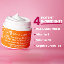 Load image into Gallery viewer, SeoulCeuticals Korean Skin Care 97.5% Snail Mucin Moisturizer Cream - K Beauty Skincare Day &amp; Night Snail Repair Cream Filtrate Cruelty Free 2oz