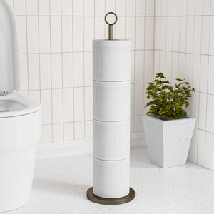 Toilet Paper Holder Stand(with Reserve Function), Free-Standing Spare Rolls Storage Holder, Stainless Steel