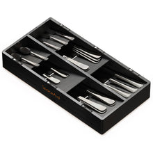 Load image into Gallery viewer, SpaceAid Bamboo Silverware Drawer Organizer with Labels, Kitchen Utensil Tray Holder Organizer for Flatware, Cutlery, Spoon and Knives Drawer Storage Organization (Natural, 6 Slots)