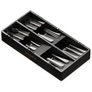SpaceAid Bamboo Silverware Drawer Organizer with Labels, Kitchen Utensil Tray Holder Organizer for Flatware, Cutlery, Spoon and Knives Drawer Storage Organization (Natural, 6 Slots)