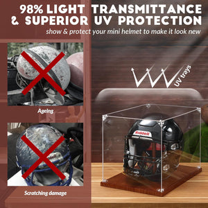 JupDec Basketball & Full Size Helmet Display Case, Large Clear Acrylic Shadow Box with UV Protection Wooden Showcase,Idea Gift for Sports Fans