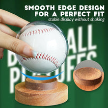 Load image into Gallery viewer, JupDec Baseball Display Case with Wood Stand, Clear Acrylic &amp; Plastic Game Ball Holder Showcase, UV Protection Souvenirs and Collectibles Box, Ideal Gift for Autograph Single MLB Ball