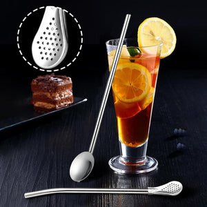 9 Pcs Stainless Steel Straws Metal Drinking Straws Reusable for Tumblers and Travel Mugs, Cleaning Brushes and Cloth Bag Included