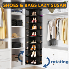 Load image into Gallery viewer, SpaceAid 7 Tier Rotating Shoe Rack Tower, Spinning Shoe Display Lazy Susan, Revolving 360 Shoe Rack Storage Round Carousel, Vertical Handbag Rotate Shoes Closet Organization (7-Tier White)