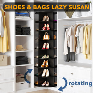 SpaceAid 7 Tier Rotating Shoe Rack Tower, Spinning Shoe Display Lazy Susan, Revolving 360 Shoe Rack Storage Round Carousel, Vertical Handbag Rotate Shoes Closet Organization (7-Tier White)