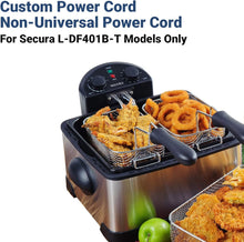 Load image into Gallery viewer, Secura Magnet Power Cord (Only Compatible L-DF401B-T Deep Fryer), 1M, Black