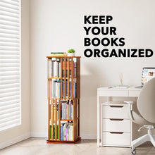 Load image into Gallery viewer, SpaceAid 6 Tier Rotating Bookshelf Tower, Bamboo Spinning Book Shelf, Revolving 360 Bookcase Storage Swivel Round Carousel, Vertical Rotate Turning Spiral Corner Organizer (6-Tier Walnut)