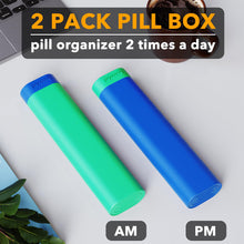 Load image into Gallery viewer, SpaceAid 2 Pack Pill Organizer Box 7 Day, Weekly Travel Pill Case Holder, 2 Times a Day AM PM Daily Pocket Pharmacy Dispenser Container for Pills, Vitamins and Medicine (Black, Orange)
