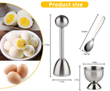 Load image into Gallery viewer, Egg Cups for Soft Boiled Eggs Holder - Egg Cracker Topper Tool Set Includes 4 Egg Cups, 4 Egg Spoons, 1 Egg Cracker Topper Perfect Egg Cutter Tool for Breakfast