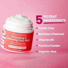 Load image into Gallery viewer, SeoulCeuticals Korean Face Scrub - Exfoliating Face Mask Skincare K Beauty Mask for Glass Skin - Kaolin Clay + Charcoal Cream Exfoliant Mask 2oz