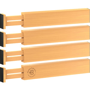 4 Pack Drawer Dividers Bamboo 2.6" High, 16-22" Adjustable Drawer Organizers for Clothes, Expandable Dresser Separators in Bedroom/Bathroom/Kitchen/Office Organization and Storage (Natural)