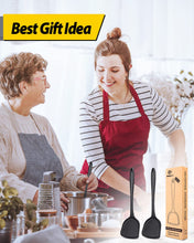 Load image into Gallery viewer, Pack of 2 Silicone Wok Spatula, Non-Stick, Heat Resistant, Easy to Clean and Dishwasher Safe, Seamless Kitchen Utensil for Cooking, Baking, Stir-Fry (Black)