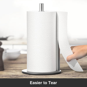Paper Towel Holder Black, Premium Stainless Steel Kitchen Roll Dispenser, Countertop Roll Organizer with Weighted Base