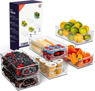 ClearSpace Plastic Pantry Organization and Storage Bins – Perfect for Kitchen/Fridge/ Refrigerator/Cabinet Organizers - 6 Pack