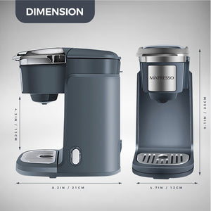 Mixpresso 2 in 1 Coffee Brewer, Single Serve & Personal Coffee Maker, Compact Size Mini, Quick Brew Technology, 14oz Red