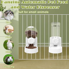 Load image into Gallery viewer, Hanging Automatic Pet Food Water Dispenser, 1L Auto Gravity Pet Feeder and 1L Water Dispenser Set, 34oz Cage Cat Dog Food and Water Dispenser for Kitten Puppy Bunny Guinea Pig (White)