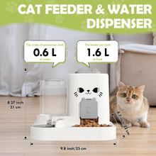 Load image into Gallery viewer, 1.6L Auto Gravity Pet Feeder and 0.6L Water Dispenser Set, Automatic Pet Food Water Dispenser, Cage Cat Dog Food and Water Dispenser for Kitten Puppy Bunny Guinea Pig (Green)