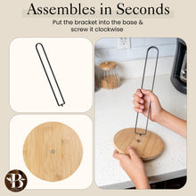 Load image into Gallery viewer, Paper Towel Holder - Wooden Paper Towel Holder with Non-Slip Wood Base, Minimalist Modern Style, Countertop Paper Towel Dispenser for Kitchen, Home, Office - Black Paper Towel Stand by Bambüsi