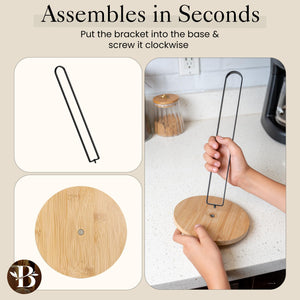 Paper Towel Holder - Wooden Paper Towel Holder with Non-Slip Wood Base, Minimalist Modern Style, Countertop Paper Towel Dispenser for Kitchen, Home, Office - Black Paper Towel Stand by Bambüsi