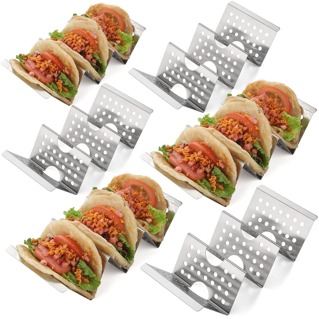YellRin Taco Holder Stand Set of 4 Stainless Steel Taco Tray Style Each Rack Holds Up to 3 Tacos Stand for Tortillas, Burritos, Parties & Restaurants