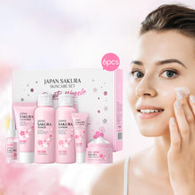 Load image into Gallery viewer, Skin Care Set JAPAN SAKURA Beauty Gift Sets Skin Care Kit with Cleanser, Toner, Lotion, Serum, Eye Cream, Face Cream, Make up Primer Travel Kit for Women Wife Mom 7pcs
