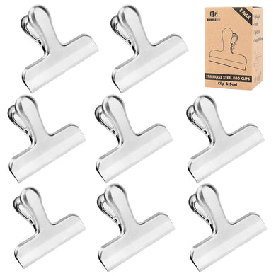 Pack of 8 Bag Clips, Stainless Steel and Heavy Duty Metal Bag Clip,Tightly Seals Chip, Coffee, Bread or Cereal Bags to Keep Food Fresh, for Home, Kitchen, Office, Pantry, Camping (Rainbow)
