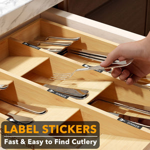SpaceAid Bamboo Silverware Drawer Organizer with Labels, Kitchen Utensil Tray Holder Organizer for Flatware, Cutlery, Spoon and Knives Drawer Storage Organization (Natural, 6 Slots)