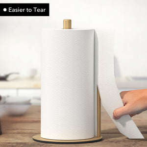 Paper Towel Holder Black, Premium Stainless Steel Kitchen Roll Dispenser, Countertop Roll Organizer with Weighted Base