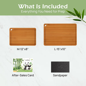 Bamboo Cutting Board, Durable Wood Cutting Boards for Kitchen with Deep Juice Grooves & Built-in Handles, Ideal Charcuterie & Chopping for Meat, Vegetables and Fruits Ideal Kitchen Gifts
