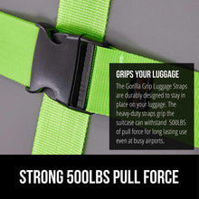 Load image into Gallery viewer, Heavy Duty 4 Pack Adjustable Luggage Straps for Suitcases, Easy to Identify Travel Belt Connector Holds Suitcase Together, Extends Life of Bag, Strap Connects Two Bags, Accessories Green