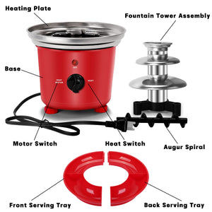 16oz Chocolate Fondue Fountain, 3-Tier MINI Chocolate Fountain with 6PCS Fondue Fork and Removal Fruits/Nuts/Treats Serving Tray for BBQ Sauce,Ranch,Nacho Cheese,Liqueurs