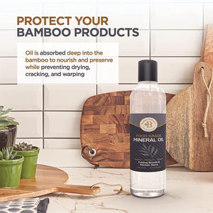 Bamboo Cutting Boards Set of 4 + Food Grade Mineral Oil for Cutting Board Bundle