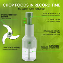 Load image into Gallery viewer, Brieftons Express Manual Food Chopper: 6.8-Cup, Hand Chopper Vegetable Cutter to Chop Veggies, Fruits, Herbs, Garlic Onion Chopper for Salsa, Salad, Pesto, Hummus, Guacamole, Coleslaw, Indian Cooking