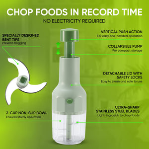 Brieftons Express Manual Food Chopper: 6.8-Cup, Hand Chopper Vegetable Cutter to Chop Veggies, Fruits, Herbs, Garlic Onion Chopper for Salsa, Salad, Pesto, Hummus, Guacamole, Coleslaw, Indian Cooking
