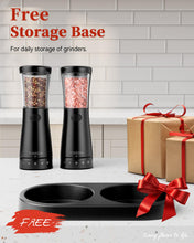 Load image into Gallery viewer, Electric Salt and Pepper Grinder Set with Storage Base, Stainless Steel Rechargeable Salt and Pepper Grinder Set with 4.5 oz Large Capacity, 1.8&quot; Wide Mouth, Adjustable Coarseness, Ideal for Kitchen