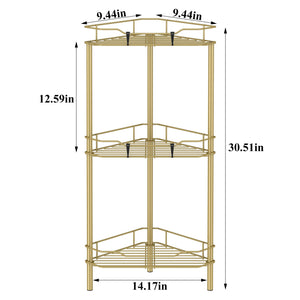 4 Tier Floor Standing Corner Shower Caddy Organizer Shelf with Hooks, Bathroom Shelves Stand Rack, Black