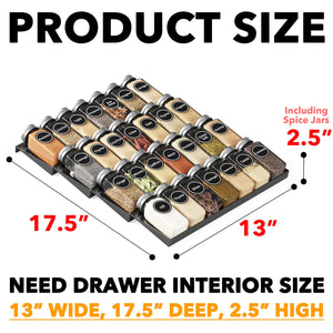 SpaceAid Spice Drawer Organizer with 28 Spice Jars, 386 Spice Labels, 4 Tier Seasoning Rack Tray Insert for Kitchen Drawers, 13" Wide x 17.5" Deep