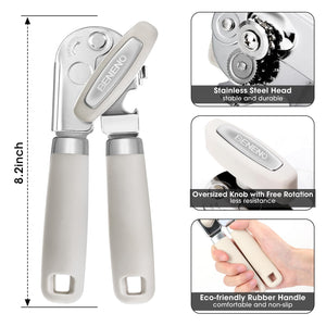 Beneno Can Opener Manual with Magnet, Hand Held Heavy Duty Can Opener with Durable Sharp Blade Smooth Edge, Big Effort-Saving Knob, Soft Grip Rubber Handle, Multifunctional Bottle Opener, Green