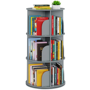 SpaceAid 4 Tier Rotating Bookshelf Tower, Spinning Bookcase Lazy Susan, Revolving 360 Book Shelf Storage Round Carousel, Vertical Rotate Turning Spiral Corner Organizer, White